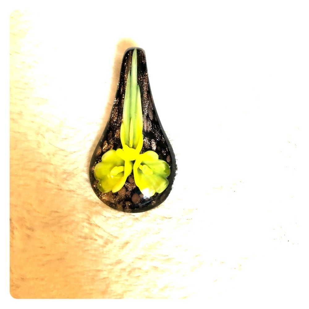 Hand blown Glass Flower Pendant